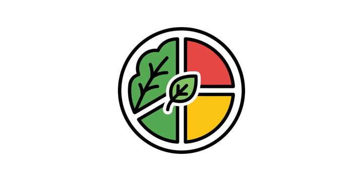 Food nutrition chart icon with colorful sections for healthy diet plans.