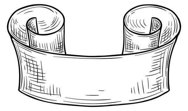 Hand drawn ribbon scroll. Decorative banner element