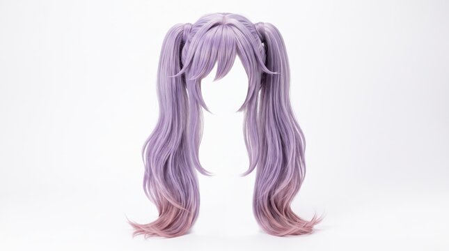 purple wig with two ponytails for cosplay and fashion