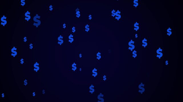 Flying dollars sign animation on transparent background, Falling down USA Dollar signs symbol 4k Alpha Channel