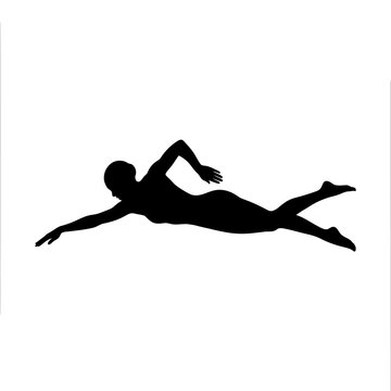 Silhouette of person swimming freestyle stroke Vector