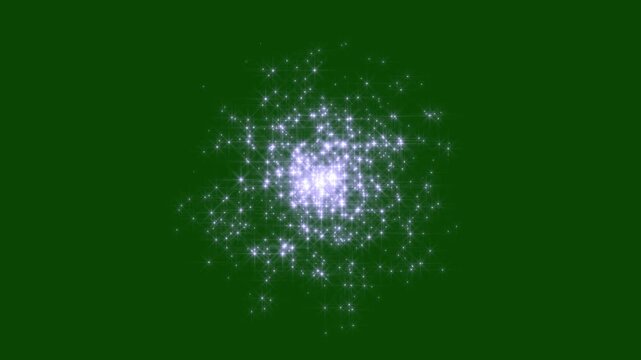 Shimmering Pixie Dust Trail, White Glitter Stars Burst, Magical Doodle Twinkle, Glowing Starlight Particles, Luxury Sparkle Circle, Fairy Wand Motion on Green Screen 4K