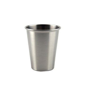 Silvery Metal Drinking Cup Isolated on White Background for Kitchen and Beverage Use