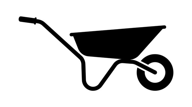 Construction wheelbarrow silhouette isolated.