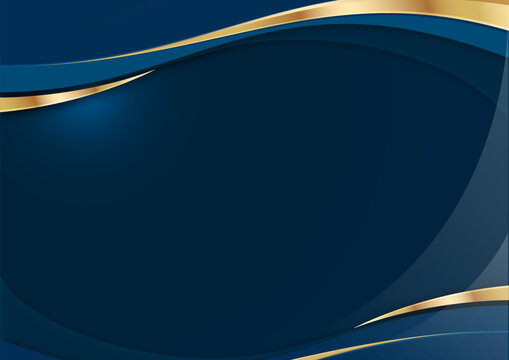 elegant dark blue and gold curve vector template for corporate background design