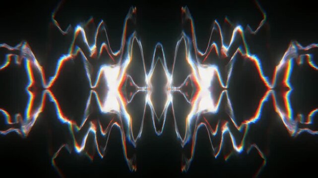 鏡写しに反復するグリッチの反射光