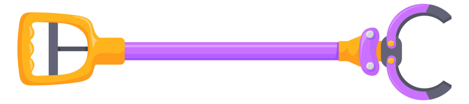 Garbage picker tool. Cartoon claw grabber icon