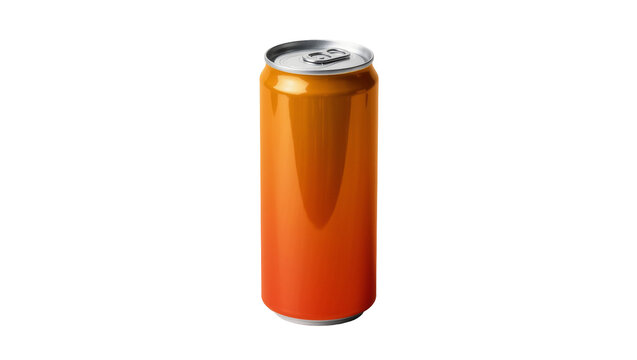 Orange and yellow gradient soda can with silver pull tab, isolated on transparent background