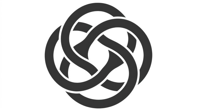 A black and white vector illustration of an intricate interlaced celtic knot design isolated on a clean white background