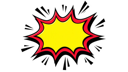 Explosion comic book speech bubble with yellow center and red border, isolated on transparent background © Adrian