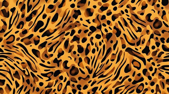 wild animal skin vector pattern featuring leopard spots and tiger stripes in vibrant orange and black for seamless textile and fashion background