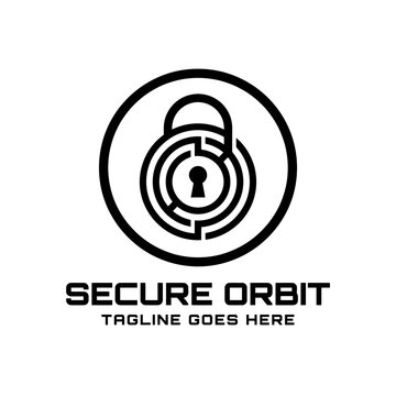 Circular padlock logo featuring a maze pattern and keyhole center.