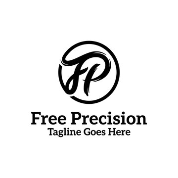 Circular script FP monogram for Free Precision.