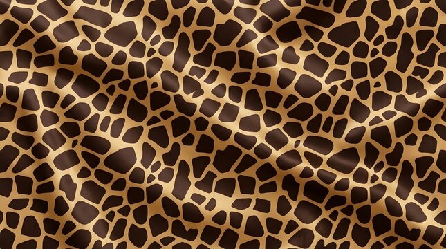 seamless giraffe print pattern fabric texture with brown and yellow animal skin spots on wavy material background for fashionable apparel design