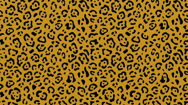 Seamless leopard print pattern background featuring wild animal fur texture with black spots on a golden brown background for fashion and textile design