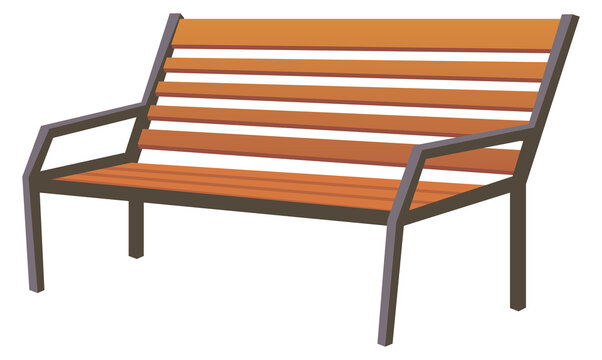 Wooden bench cartoon icon.. Outdoor street seat