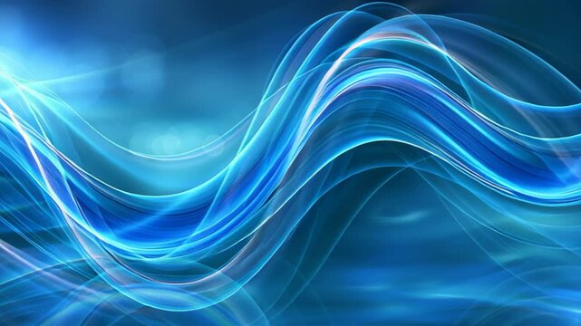 Abstract blue neon ripple curves flowing across a glowing digital background, creating a dynamic futuristic design symbolizing energy, motion, connectivity, and technology.