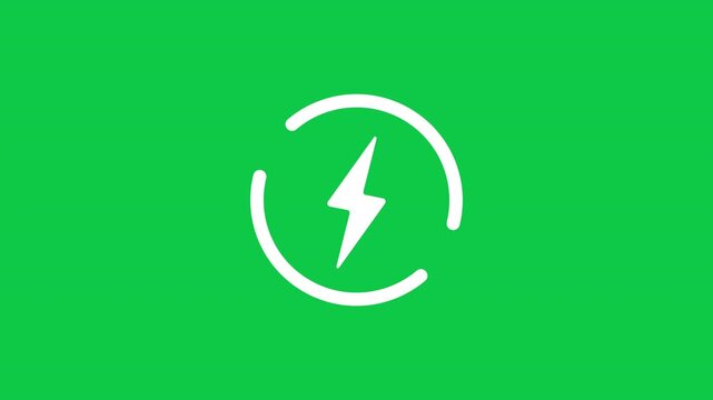 Electric Energy Circle Power Icon Animated Vector Graphic on Green Screen