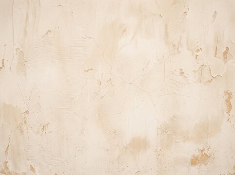 Warm Ivory Aged Plaster Wall Texture Background with Subtle Cracks and Distressed Beige Surface