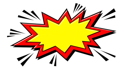 Red and yellow comic book explosion burst, isolated on transparent background © Florin