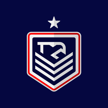 Illustration vector of patriotic eagle logo abstract design with modern 3d shield guard badge with star and stripes symbol of american flag suitable for USA air force emblem label design, editable