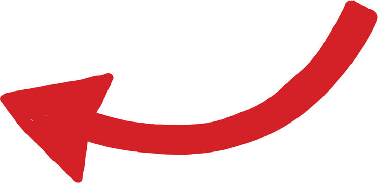 Red Curved Left Arrow Icon for Back Navigation