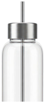 Glass oil dispenser bottle with stainless pourer.