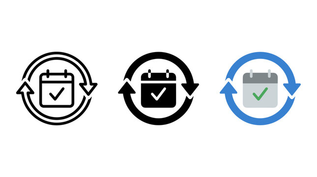 Calendar icon surrounded by a circular arrow representing recurring events or scheduled