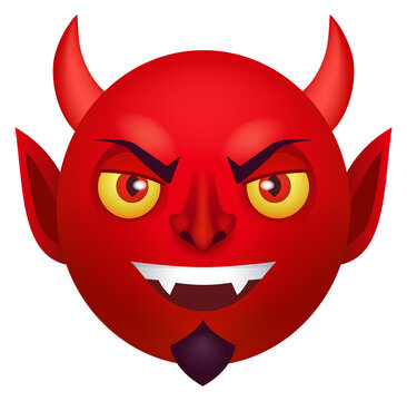 Devil head cartoon icon. Hell face mascot