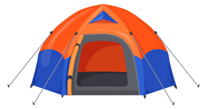 Camping tent icon. Cartoon colorful fabric dome