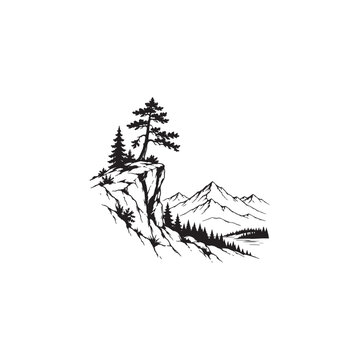 mountain landscape vector sketch