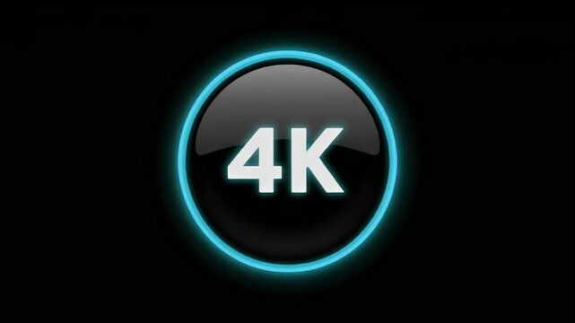 Three glowing blue and white 4K resolution icons are stacked vertically against a black background.