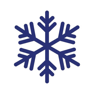 Stylized blue snowflake icon, a simple winter symbol, cold weather graphic element, frost and ice design for seasonal concepts isolated PNG with Transparent Background