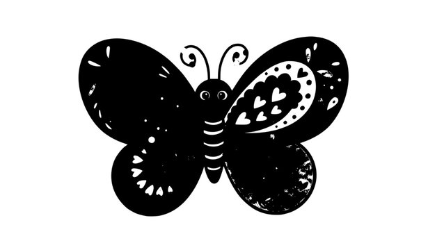 Happy Colorful Butterfly Vector Illustration in Thick Felt Pen Style with Cheerful Wings Positive Mood Creative Packaging Inspired Graphic Design