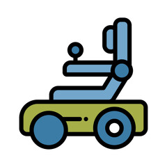 Naklejka premium Disability filled line color icon. Electric Wheelchair symbol.