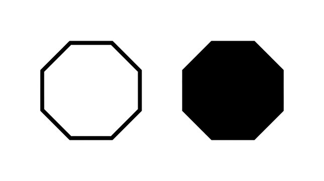 Octagon shape icons isolated on transparent background