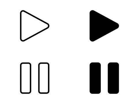 Set of outline and solid media player control buttons for interface design