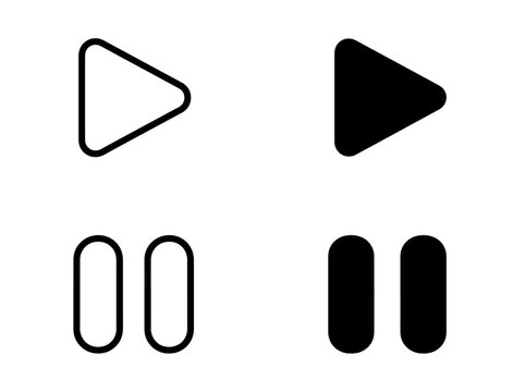 Set of outline and solid media player control buttons for interface design