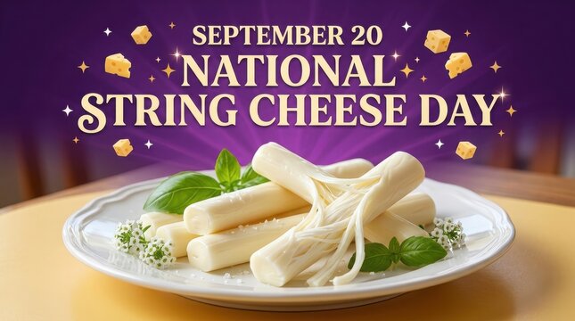 National string cheese day celebration with fresh mozzarella sticks on a plate