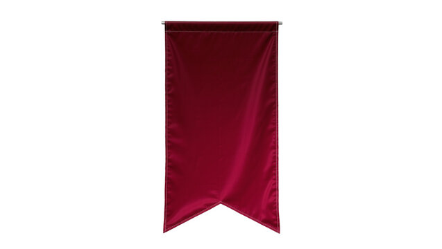 Deep red velvet banner with pointed end, isolated on transparent background