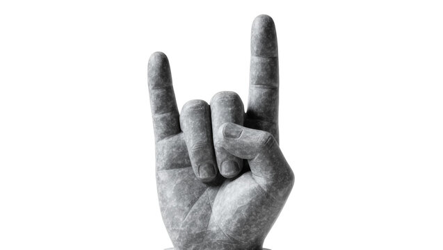 Stone hand gesture rock and roll sign, isolated on transparent background