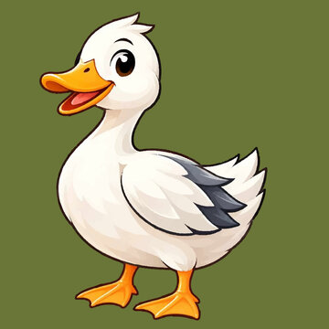 Cute White Duck Cartoon Illustration with Orange Beak10