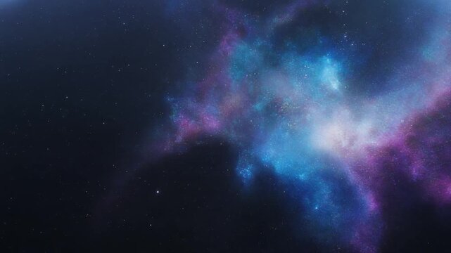 鮮やかな青と紫の強烈な光とガスを放つ星雲の中心コア