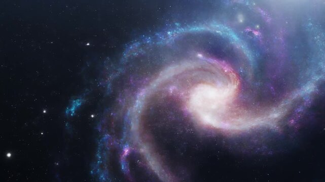 右半分で渦巻く青や紫の鮮やかな超新星爆発の残骸