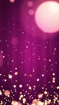 Abstract pink motion footage featuring floating golden particles and glowing bokeh lights for elegant celebration background design video clip project