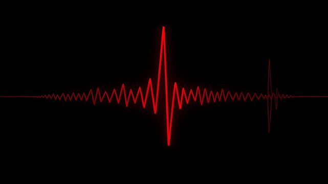 Red heartbeat ekg line graph on a solid black background