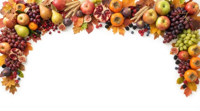 Colorful fruits and vegetables decorative border