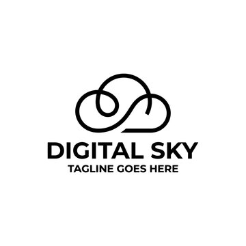 Infinity cloud outline logo for cloud computing services.