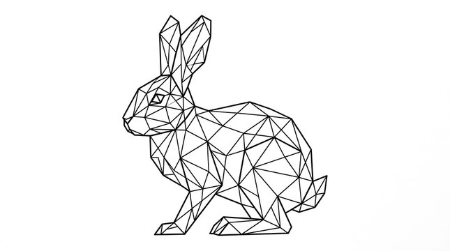 Geometric low-polygon rabbit silhouette line
