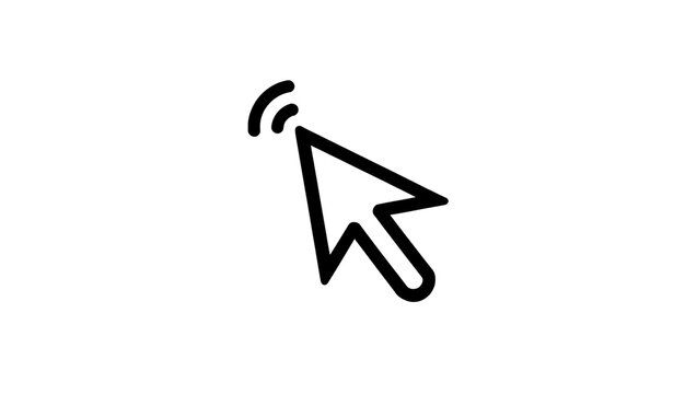 Black computer mouse cursor with click animation, isolated on transparent background